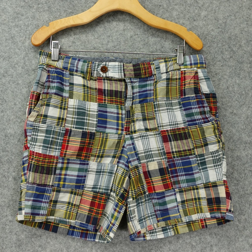 Brooks Brothers Mens Patchwork Shorts 32 Madras Plaid Bermuda Preppy Summer 33x8